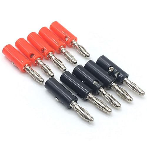 Comforty 10 Stücke Bananenstecker 4mm Schwarz Rot, Laternenstecker für Audio Lautsprecher, Verstärker