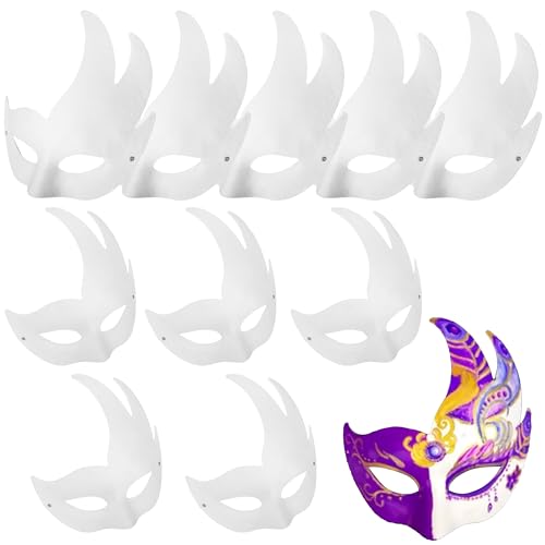 zrfgbxim 10 Stück Schwanenmaske, Papiermasken zum Bemalen, DIY Weißes Masken zum Anmalen, Unbemalte DIY Papier Maske, Cosplay Masken für Halloween Maskerade Party Maskenball Masken