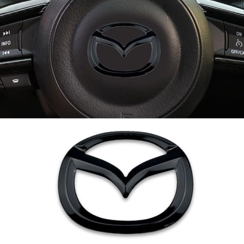 1 Psc Emblem Schwarz für Mazda 3 6 CX-3 CX-5 CX-9,4.5cm X 5.7cm Emblem Logo Aufkleber für Lenkrad Zubehör/Motorhaube Vorne und Hinten und Kofferraum Logo Key Remote Control Emblem,Black