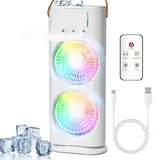 Anluomania Luftkühler, Mobile Klimaanlage, 4 in1 Mobile Klimagerät mit Fernbedienung, Mobile Klimageräte, 3 Lüftergeschwindigkeiten, 3 Nebelmodi, Mini Klimaanlage, Ventilator USB, Mini Klimageräte