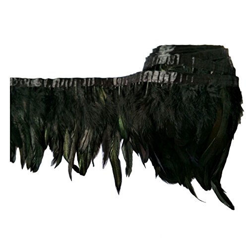 keland 2 Yards Hahn Feder Fringe Trim 5-8 "in der Breite DIY Cape Schal Rock Halloween Kleid Dekoration (A-Schwarz)