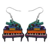 WEVENI Acryl Anime Musik Klavier Ohrringe Klavier Schmuck für Frauen Mädchen Damen Charms Geschenk (Braun)