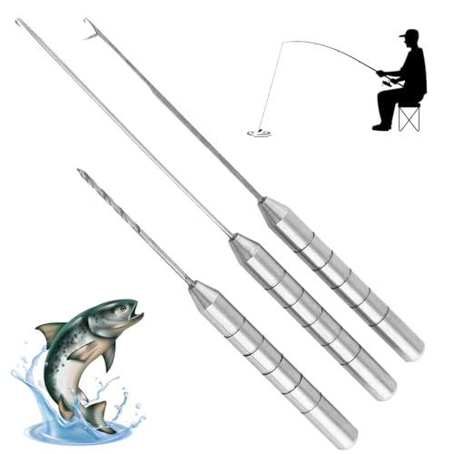 KSJEHW 3 Stück Ködernadel,Ködernadel Bohrer Werkzeug Set,Aluminiumlegierung Köder Nadel Fisch Bohrgerät Rigging Tool Kit Für Herstellung Von Rigs,Angelzubehör,Ködernadel Angeln
