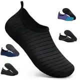 Badeschuhe Strandschuhe Wasserschuhe Aquaschuhe Schwimmschuhe Surfschuhe Wassersport Beach Pool Surfen Yoga für Damen Herren, Tw.black, 37/38 EU (Asian: 38/39)