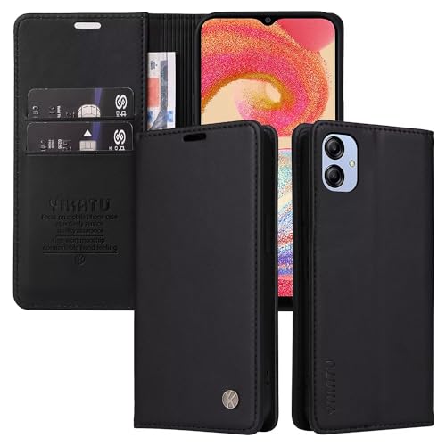 SLWYF 2024 Upgraded Handyhülle für Hülle Leder Xiaomi Redmi A1 Plus [Standfunktion] [Kartenfach] Flip Case Magnetisch Klapphülle Wallet Lederhülle Cover Klappbar Schutzhülle, Schwarz