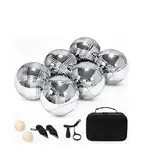 Boules-Set,Boccia Kugeln Stahlkugeln, 6-teilig Zielkugel inkl. Abstandsmesser, in wiederverschließbarer Tragetasch Petanque für Outdoor-Spiel