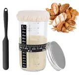 Tel Charme * Sauerteig Starter Jar Kit 1000ml Gärglas mit Spatel, Fermentierglas, Sauerteig Glas, Sourdough Starter Kit, Anstellgut Glas Behälter, Reusable Brot Backen Zubehör
