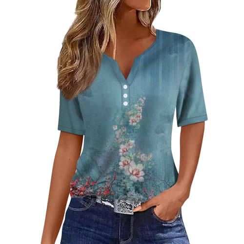 Generic Bluse Damen Elegant Ärmellose Tshirt Bluse Damen Elegant Kurzarm Tshirt Damen V Ausschnitt Kurzarm Oberteile Für Damen Printed Tshirt Damen Baumwoll Tshirt Damen Damen Mode T- Shirt Damen