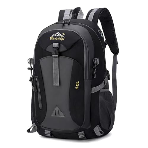 Nircho Wanderrucksack Herren Damen 40L Wasserdichter Rucksack Leicht Groß Reiserucksack，Outdoorrucksack mit Reflexstreifen Für Wandern, Radfahren, Klettern, Bergsteigen und Reisen Sport (Black)