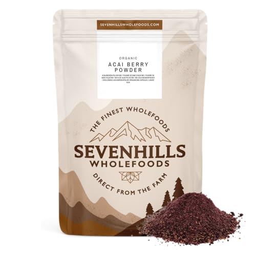 Sevenhills Wholefoods Acai Beeren Pulver Bio 100g, Rohkost, Gefriergetrocknet, Aus Brasilien, Pur & Natürlich, für Smoothie, Shake, Backen