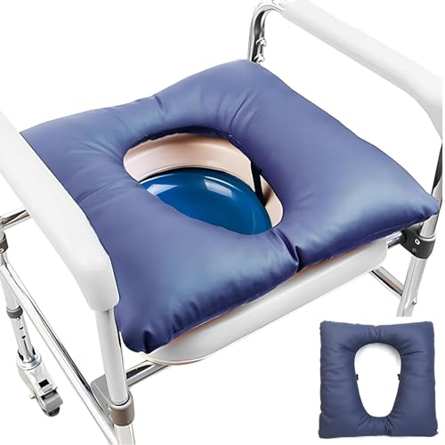 MACITA Anti-Dekubitus-Patienten-Kissen Mit Loch, PU Duschstuhl Sitzkissen Druckentlastungskissen Für Den Toilettensitz Waschbare Matte Für Toilettenstuhl Rollstühle Steibbe blue-42 * 42 * 8CM