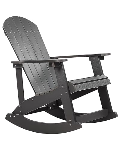 Beliani Muskoka Garten-Schaukelstuhl dunkelgrau mit Breiten Armlehnen modern Adirondack