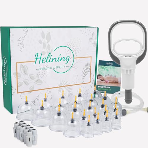 24 Stück Schröpfgläser mit Vakuumpumpe, Schröpfglas für Gesicht und Körper, Schröpfen zur Gegen Cellulite, Spannung und Entspannen Muskeln, Schröpfset mit Akupressurpunkt Magneten