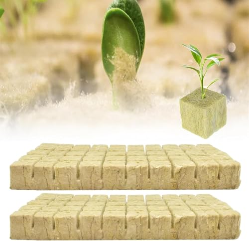 Steinwolle Anzucht 100 Stück Steinwolle Würfel Rockwool Cube Steinwolle Blatt Grow Anzucht Anzuchtmatte Bodenlos Anbau Hydrokultur für Gemüse Stecklinge Kolonisation und Umpflanzen (25x25x25mm)