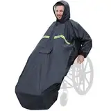 ANYOO Wasserdichte Rollstuhl Poncho Abdeckung mit Ärmeln, Leichter Regenponcho Cape Shield mit Gummibändern bietet Trockenschutz für Rollstühle, Grau, Einheitsgröße