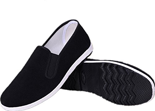 AioTio Chinesische traditionelle Peking-Stil Schuhe Kung Fu Tai Chi Schuhe Gummisohle Unisex Schwarz (280mm 46EU)