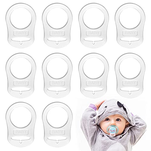 LISOPO 12 pcs Transparent Silikonknopfring Silikonring für Schnuller,Baby Schnuller Halter Clip Adapter Schnullerhalter für Baby Schnullerketten