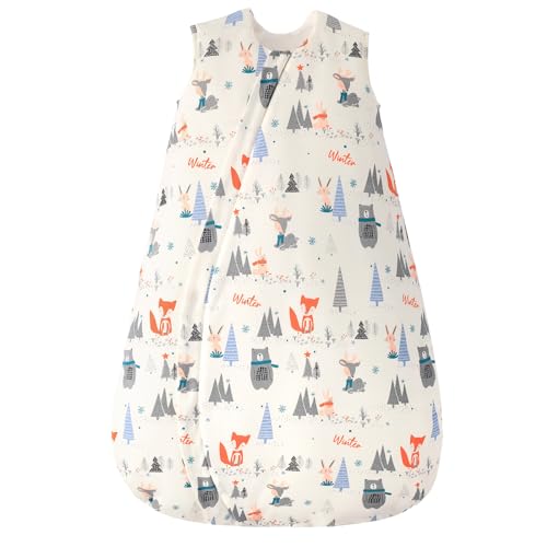 Looxii Baby Schlafsack Winter Baumwolle Winterschlafsack 3.0 TOG Schlafsäcke Warm Babyschlafsack Neugeborene für Herbst Winter Wald 0-6 Monate