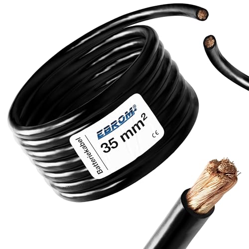 EBROM Batteriekabel - Aderleitung SCHWARZ, H07V-K 6-10 - 16-25 - 35-50 - 70 oder 95 mm² Batterie Kabel 99,9% OFC Kupfer, Meterware, Ihre Auswahl: 35 mm2, x Stück im Warenkorb = x Meter von 35mm2