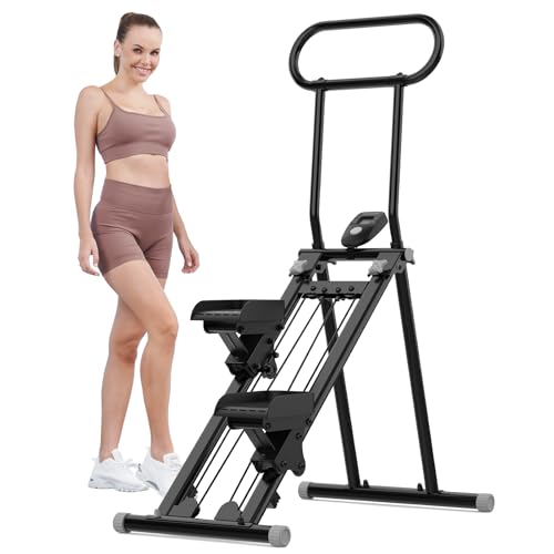 HXD-ERGO Vertikale Klettermaschine, Steppers Faltbare Tragbares Pedal, Crosstrainer mit LCD-Instrumentenanzeige, Heimtraining, Fitnessstudio, Verstellbare Lenker (Schwarz)
