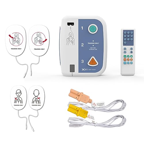 Universal AED Trainer mit Fernbedienung, Erste Hilfe Lehrgerät für AED-Training, AED Trainingsgerät mit CPR-Lehrgerät Maschine, 10 Trainingsszenarien, Sprachkombination Deutsch/Englisch (XFT 120C+)