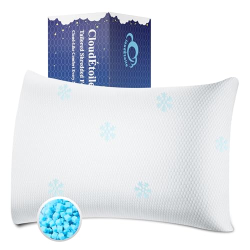 CloudÉtoile Kopfkissen Memory Foam Kissen - Höhenverstellbares Orthopädisch Kissen mit Zerkleinerter Memory-Schaum Ergonomisch Nackenkissen Kopfkissen, Seitenschläferkissen 50x30cm