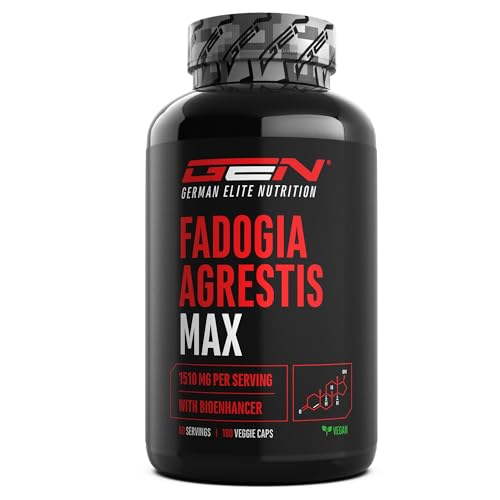 Fadogia Agrestis Max - 180 Kapseln - Extra hochdosiert mit 1510 mg pro Tagesportion - Mit Bioenhancer - Ohne unerwünschte Zusätze - Vegan