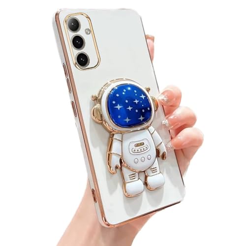 Miagon Blau Galaxie Astronaut Ständer Hülle für Samsung Galaxy A25 5G,Cute Mädchen Dünn Galvanisierte Schutzhülle Weiches Case Bumper mit Astronaut Halter Kickständer