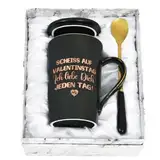 Joymaking Kaffeetasse Valentinstag für Sie/Ihn Geschenk Tasse mit Spruch - Scheiss auf Valentinstag Ich liebe dich jeden Tag Geschenkidee zum Valentinstag für Frauen Freundin, 400 ml Schwarz