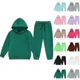 2025 Trainingsanzug für Kinder Jungen Mädchen Einfarbig Jogginganzug Mit Langarm Kapuzenpullover Jogging Hosen Sportanzug Kinderkleidung Set Unisex 2 Piece Freizeitanzug Sportkleidung 2-13 Jahre