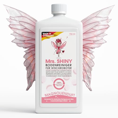 Mrs. SHINY - Wischroboter Reinigungsmittel mit Magnolienduft - streifenfreie Sauberkeit & schnelles Trocknen - Bodenreiniger Wischroboter - Kompatibel mit allen Saugwischern - 750ml