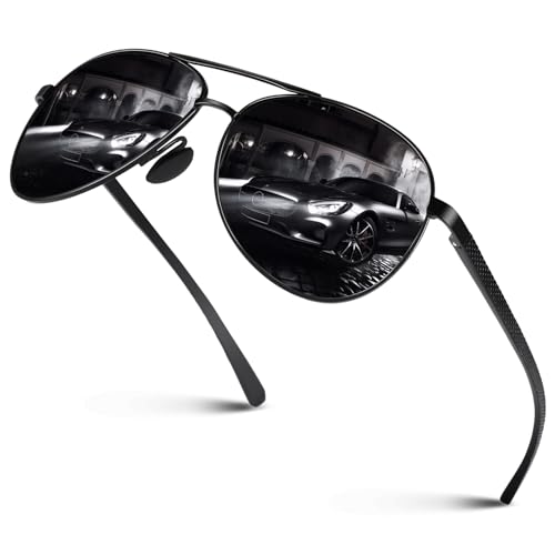 CGID Sonnenbrille Herren Pilotenbrille Prämie Al-Mg Metall Rahmen Polarisiert Fliegerbrille UV400 Schutz CAT3 CE Fahren Angeln