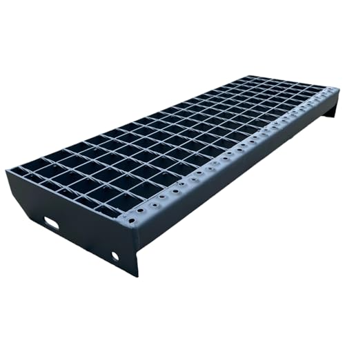 F & R Metallstufe 800x270 mm RAL 7016 Anthrazit – Gitterrost Treppenstufe Aus Pulverbeschichtetem Stahl – Rutschfest Witterungsbeständig Ideal Für Außentreppen