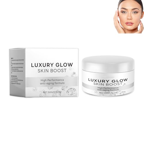 Luxury Glow Skin Boost Creme, Luxury Glow Creme, Anti Aging Gesichtscreme mit Hyaluronsäure, Kollagen, Faltencreme gegen Falten aller Art, Schützt, Stärkt, Für alle Hauttypen geeignet, 50g