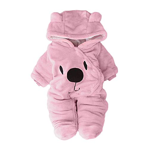 QINQNC Kinder Langarm Kapuzenpullover Top Hose Jeans Strumpfige Kleidung Kapuzenbaby solide Bär samt Junge Comics Mädchen Jumpups Mädchen Outfits & Set Baby Girl Leichtgewicht (Pink, 6-9 Months)