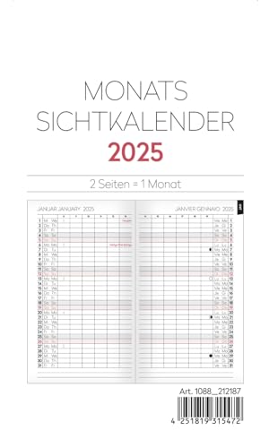 2025 ADINA Monats-Sichtkalender 9x15cm 2S/1Monat Einlage