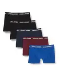 JACK&JONES Boxershorts 5er-Pack Basic Trunks Kurze Unterhosen Logo Print Design JACBLACK, Farben:Schwarz-Blau, Größe Hosen:M