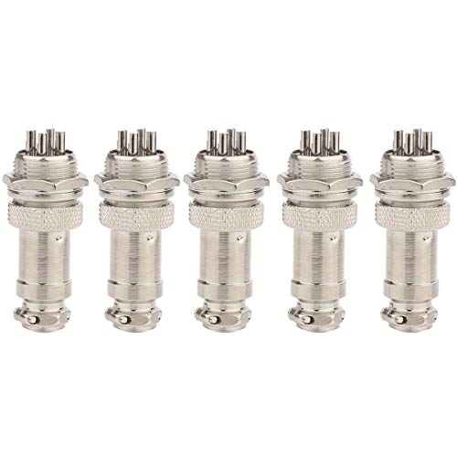 CLDIY GX16 4 Pins Panel Metallmontage Rund Metall Aviation Stecker Adapter Männlich Weiblich Steckdose (5 Stücke)