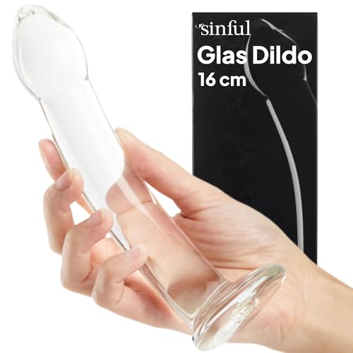 Sinful Glasdildo 16 cm - Curvy Anal Dildo Glas - Transparenter G Punkt und Prostata Penis Glas Dildo für Frauen, Männer & Paare - Anfänger Sexspielzeug Dildo aus Bruchsicherem Borosilikatglas