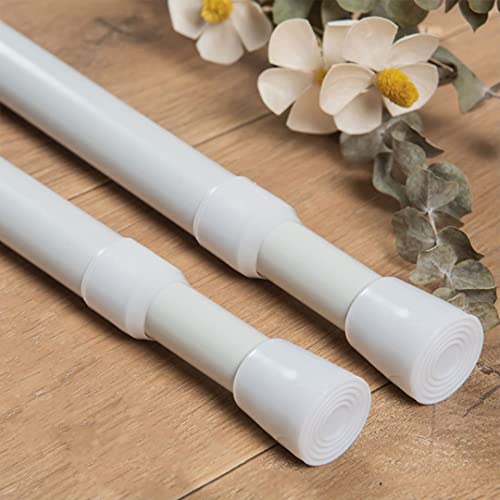 2 Stücks Klemmstange für Gardinen, Teleskopstange zum Klemmen, Spannstange ohne Bohren Ausziehbar Gardinenstange für Bücherregal Schlafräume DIY-Regal - Weiß,80-130CM(Durchmesser 16mm)
