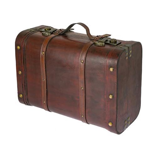 HMF 6412-145 Schatztruhe aus Holz, Vintage Koffer | 45 x 30,5 x 20 cm | Groß | Peru