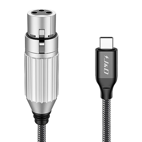 J&D USB C zu XLR Mikrofon Audiokabel, Geflochtenes USB C zu XLR Buchse Mikrofonkabel für Audioaufnahmen, Dynamisches Mikrofon, Kompatibel für iPhone 15/15 Plus/15 Pro/15 Pro Max, MacBook, PC, 2 m