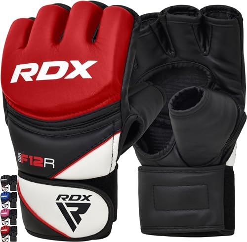 RDX Profi MMA Handschuhe Grappling Sparring Training, Maya Hide Leder, Kickboxen Kampfsport Gepolstert Gloves, Muay Thai Boxsack Sandsack Pratzen Boxen Punchinghandschuhe, Herren Damen Martial Arts