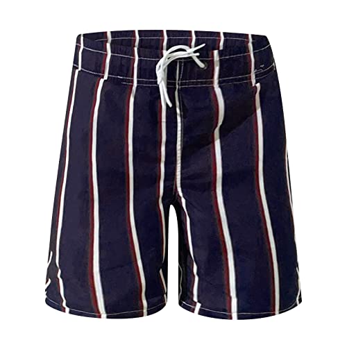 QWUVEDS Kurze Hosen Herren Lässige Modehose für Herren, kurz, gestreift, Bedruckt, zum Schnüren, am Meer, Urlaub, Strandhose, Sommerhose Badehose Badeshorts Herren Sporthosen Herren Kurz (Purple, XL)