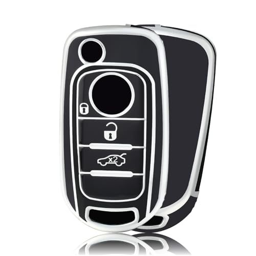 OFFCURVE Schlüsselhülle Autoschlüssel Hülle, Schlüsselcover Schlüsselgehäuse Schutzhülle für FIAT 500X Tipo Toro Freedom Egea Aegea Argo Cronos Doblo Nuova Mirror Lounge Dodge Neon Jeep Renegade