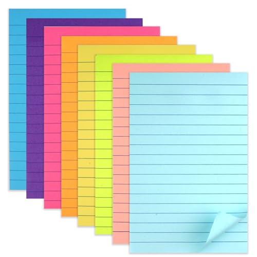 Haftnotizen, Pastell Sticky Notes, To Do Listen, Haftnotizen Klebezettel, Groß Haftnotizen, Notizblöcke Linierte Notizzettel für Büro Zubehör Schule Schreibwaren Studium Must Haves- 100 x 150mm