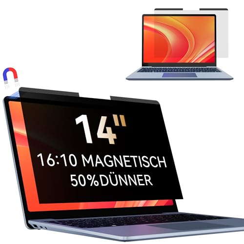 Magnetischer Laptop Sichtschutz für 14 Zoll Laptop 16:10, Sichtschutzfilte Abnehmbar Anti Blaulicht Blendschutz Blickschutzfolie Laptop Privacy Schutz Sichtschutz Displayschutz