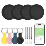 Smart Tag Pro,4er Pack Air Tag Smart Tracker,Schlüsselfinder, Koffer Tracker kompatibel mit Apple Wo ist APP (nur iOS),für Schlüssel,Gepäck,Brieftasche,IP67 wasserdicht,Schutzhülle und Schlüsselbänder