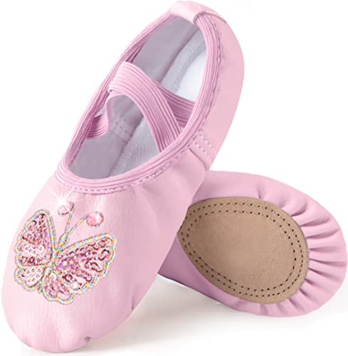 Mulnall Mädchen Ballettschuhe Kinder Ballettschläppchen Schuhe Yoga Tanzschuhe für Tanz Praxis Split-Sohle No-Tie (Kleinkind/kleines Kind/großes Kind)(WX66-08-28)