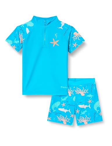 Playshoes Unisex Kinder UV-Schutz Bade-Set zweiteilig Schwimmshirt Badeshorts Badebekleidung, Meerestiere, 86/92